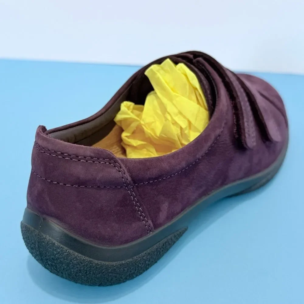 HOTTER Double Adjustable Strap Shoes – Purple & Leather, Size 6